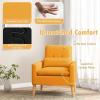 Giantex Modern Accent Chair, Mid-Century Linen Fabric Armchair w/Lumbar Pillow, Back & Seat Cushion, Comfy Single Sofa Chair with Rubber Wood Legs for Living Room, Bedroom, Reading Room, Beige(Yellow)