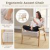 Giantex Modern Accent Chair, Upholstered Armchair w/Rubber Wood Armrests, Ergonomic Backrest, Button Tufted Decoration, Tufted Reading Chair for Living Room, Bedroom, Study, Beige
