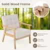 Giantex Modern Accent Chair, Upholstered Armchair w/Rubber Wood Armrests, Ergonomic Backrest, Button Tufted Decoration, Tufted Reading Chair for Living Room, Bedroom, Study, Beige