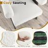 Giantex Modern Mid Century Accent Chair, Upholstered Armchair w/Natural Rubber Wood Legs, Sponge Padded Seat, Felt Foot Pads, Comfy Sherpa Chair for Reading, Living Room, Bedroom, White