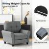 Giantex Modern Mid-Century Accent Chair – Linen Living Room Chair with Tufted Back, 7″ Thick Cushion, Max Load 400 lbs, Upholstered Armchair with Non-Slip Foot Pads, Club Chair for Bedroom, Grey(Grey)