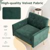 Giantex Modern Velvet Accent Chair – Mid-Century Upholstered Single Sofa Chair w/Button Tufted Back, Golden Metal Legs, Adjustable Foot Pads, Comfy Living Room Armchair for Bedroom, Pink(Dark Green)