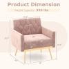 Giantex Modern Velvet Accent Chair – Mid-Century Upholstered Single Sofa Chair w/Button Tufted Back, Golden Metal Legs, Adjustable Foot Pads, Comfy Living Room Armchair for Bedroom, Pink(Pink)