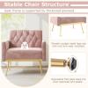 Giantex Modern Velvet Accent Chair – Mid-Century Upholstered Single Sofa Chair w/Button Tufted Back, Golden Metal Legs, Adjustable Foot Pads, Comfy Living Room Armchair for Bedroom, Pink(Pink)