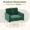 Giantex Modern Velvet Accent Chair – Mid-Century Upholstered Single Sofa Chair w/Button Tufted Back, Golden Metal Legs, Adjustable Foot Pads, Comfy Living Room Armchair for Bedroom, Pink(Emerald Green)