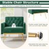 Giantex Modern Velvet Accent Chair – Mid-Century Upholstered Single Sofa Chair w/Button Tufted Back, Golden Metal Legs, Adjustable Foot Pads, Comfy Living Room Armchair for Bedroom, Pink(Emerald Green)