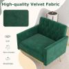 Giantex Modern Velvet Accent Chair – Mid-Century Upholstered Single Sofa Chair w/Button Tufted Back, Golden Metal Legs, Adjustable Foot Pads, Comfy Living Room Armchair for Bedroom, Pink(Emerald Green)