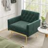 Giantex Modern Velvet Accent Chair – Mid-Century Upholstered Single Sofa Chair w/Button Tufted Back, Golden Metal Legs, Adjustable Foot Pads, Comfy Living Room Armchair for Bedroom, Pink(Dark Green)