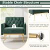Giantex Modern Velvet Accent Chair – Mid-Century Upholstered Single Sofa Chair w/Button Tufted Back, Golden Metal Legs, Adjustable Foot Pads, Comfy Living Room Armchair for Bedroom, Pink(Dark Green)