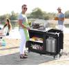 Giantex Outdoor Camping Kitchen Table, Portable Camping Grill Table with Windscreen and Remove Sink, Outdoor Camping Cook Station for BBQ Party Picnics Backyard Activities(Black)