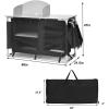 Giantex Outdoor Camping Kitchen Table, Portable Camping Grill Table with Windscreen and Remove Sink, Outdoor Camping Cook Station for BBQ Party Picnics Backyard Activities(Black)