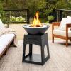 Giantex Outdoor Fire Pit with Grill, Heavy Duty Wood Burning Fire Pit w/Fire Poker, Gloves, Grilling Rack, Large Storage Compartment, 2-in-1 BBQ FirePit for Outside, Backyard, Patio, Black