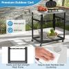 Giantex Outdoor Grill Cart – Movable Pizza Oven Stand with Stainless Steel Top, 2 Storage Shelves, 9 Hooks, Food Prep Cooking Table with Lockable Wheels, Dinning Serving Cart for Kitchen BBQ Party(29” x 20” (2-Tier))