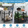 Giantex Outdoor Grill Cart – Movable Pizza Oven Stand with Stainless Steel Top, 2 Storage Shelves, 9 Hooks, Food Prep Cooking Table with Lockable Wheels, Dinning Serving Cart for Kitchen BBQ Party(29” x 20” (2-Tier))