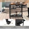Giantex Outdoor Grill Cart – Pizza Oven Stand Table with Lockable Wheels, Three-Shelf Outdoor Cooking Prep Table with Garbage Bag Holder, Removable Hooks, Movable Dining Cart for Kitchen BBQ Party(Three-Shelf)