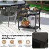 Giantex Outdoor Grill Cart – Pizza Oven Stand Table with Lockable Wheels, Three-Shelf Outdoor Cooking Prep Table with Garbage Bag Holder, Removable Hooks, Movable Dining Cart for Kitchen BBQ Party(Three-Shelf)