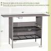 Giantex Outdoor Patio Wicker Bar Table, 2 Storage Shelves, 55”W Tabletop, Rails for Hanging Wine Glasses, Heavy-Duty Metal Frame, Bistro Rattan Bar Counter Table for Poolside Backyard (Mix Gray)(Mix Gray)