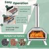 Giantex Outdoor Pizza Oven, Wood Pellet Fired Grill With 12” Stone, Peel, Foldable Legs, Portable Stainless Steel Maker for Camping Backyard Cooking (Black & Silver)(Black & Silver)