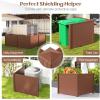 Giantex Outdoor Privacy Screen 2 Panels, 48”W x 48”H Decorative Air Conditioner Fence Trash Can Enclosure with 3 Stakes, Easy Assembly, PVC Vinyl Picket Fences for Garden Patio Lawn, White(Brown)