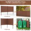 Giantex Outdoor Privacy Screen 2 Panels, 48”W x 48”H Decorative Air Conditioner Fence Trash Can Enclosure with 3 Stakes, Easy Assembly, PVC Vinyl Picket Fences for Garden Patio Lawn, White(Brown)