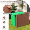 Giantex Outdoor Privacy Screen 2 Panels, 48”W x 48”H Decorative Air Conditioner Fence Trash Can Enclosure with 3 Stakes, Easy Assembly, PVC Vinyl Picket Fences for Garden Patio Lawn, White(Brown)