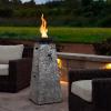 Giantex Outdoor Propane Fire Pit – 48 Inch Propane Fire Bowl Column with Lava Rocks & PVC Cover, 30,000 BTU Heat Output, Stainless Steel Burner, Patio Burning Gas Fire Pit Bowl for Backyard, Poolside