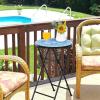 Giantex Outdoor Side Table, Folding Mosaic Patio Table, 14” Round Metal End Table w/Ceramic Tile Top, Small Patio Table Accent Coffee Table for Porch Garden Balcony Plant Stand Indoor Outdoor (Blue)