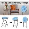 Giantex Outdoor Side Table, Folding Mosaic Patio Table, 14” Round Metal End Table w/Ceramic Tile Top, Small Patio Table Accent Coffee Table for Porch Garden Balcony Plant Stand Indoor Outdoor (Blue)