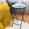 Giantex Outdoor Side Table, Folding Mosaic Patio Table, 14” Round Metal End Table w/Ceramic Tile Top, Small Patio Table Accent Coffee Table for Porch Garden Balcony Plant Stand Indoor Outdoor (Blue)