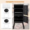 Giantex Outdoor Smoker with Double Doors, 2 Detachable Grill Netting Smoking Racks, Charcoal Pan & Water Pan, 4 Air Vents, Thermometer, Vertical Charcoal Smoker for Barbecue Camping Backyard Grill(Black)