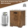 Giantex Outdoor Tank Hideaway Table, Propane Tank Cover for Standard 20 LBS Propane Gas Tank, Outside Patio Side End Table with Side Handles, Brown(Brown)