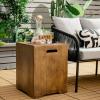 Giantex Outdoor Tank Hideaway Table, Propane Tank Cover for Standard 20 LBS Propane Gas Tank, Outside Patio Side End Table with Side Handles, Brown(Brown)
