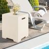 Giantex Outdoor Tank Hideaway Table, Propane Tank Cover for Standard 20 LBS Propane Gas Tank, Outside Patio Side End Table with Side Handles, Brown(White)