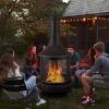 Giantex Outdoor Wood Burning Chiminea Fire Pit, 30 Inch Metal Fireplace w/Grill, Chiminea Cover & Spark Screen Door, Fire Poker, Chiminea Firepit for Patio, Garden, Backyard, BBQ, Deck, Black
