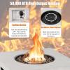 Giantex Outside Fire Pit Table – 50,000 BTU Outdoor Square Propane Fire Table, Gas Fire Tables w/Lid, Lava Rocks, Stainless Steel Burner, Water-Proof Cover, 34″ Stone Fire Pit for Patio Garden