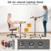 Giantex Overbed Table with Wheels, Medical Adjustable Bedside Table, Mobile Standing Desk, Portable Laptop Table for Small Spaces, Bed Trays Table for Eating Home Hospital (Black)(Natural)