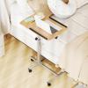 Giantex Overbed Table with Wheels, Medical Adjustable Bedside Table, Mobile Standing Desk, Portable Laptop Table for Small Spaces, Bed Trays Table for Eating Home Hospital (Black)(Natural)