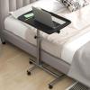 Giantex Overbed Table with Wheels, Medical Adjustable Bedside Table, Mobile Standing Desk, Portable Laptop Table for Small Spaces, Bed Trays Table for Eating Home Hospital (Black)(Black)