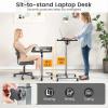 Giantex Overbed Table with Wheels, Medical Adjustable Bedside Table, Mobile Standing Desk, Portable Laptop Table for Small Spaces, Bed Trays Table for Eating Home Hospital (Black)(Black)