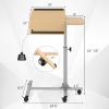 Giantex Overbed Table with Wheels, Medical Adjustable Bedside Table, Mobile Standing Desk, Portable Laptop Table for Small Spaces, Bed Trays Table for Eating Home Hospital (Black)(Natural)