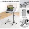 Giantex Overbed Table with Wheels, Medical Adjustable Bedside Table, Mobile Standing Desk, Portable Laptop Table for Small Spaces, Bed Trays Table for Eating Home Hospital (Black)(White)