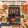 Giantex Panini Press Sandwich Maker, 3-in-1 Electric Indoor Grill, 2 Removable & Dishwasher Safe Non-Stick Plates, Drip Tray, 5 Auto Modes, Upper & Lower Independent Temperature Control, 4 H Timer