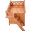 Giantex Pet Dog House, Wooden Dog Room Shelter with Stairs, Raised Roof and Balcony Bed for Indoor and Outdoor Use, Wood Dog House
