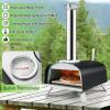 Giantex Pizza Oven Outdoor, Propane and Wood Fired Pizza Maker with 13″ Pizza Stone, Pizza Peel, Gas Burner with Regulator, Built-in Thermometer, Portable Pizza Oven for Camping Backyard Party