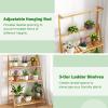 Giantex Plant Stand Indoor Outdoor – Bamboo 3-Tier Hanging Tall Ladder Flower Pot Display Organizer Rack w/Height Adjustable Rod, Folding Plant Shelf Holder for Living Room Corner Patio Garden Balcony