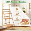 Giantex Plant Stand Indoor Outdoor – Bamboo 3-Tier Hanging Tall Ladder Flower Pot Display Organizer Rack w/Height Adjustable Rod, Folding Plant Shelf Holder for Living Room Corner Patio Garden Balcony