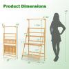 Giantex Plant Stand Indoor Outdoor – Bamboo 3-Tier Hanging Tall Ladder Flower Pot Display Organizer Rack w/Height Adjustable Rod, Folding Plant Shelf Holder for Living Room Corner Patio Garden Balcony