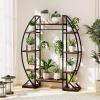 Giantex Plant Stand Indoor with Grow Lights, 10-Tier 63″ Tall Metal Plant Shelf for Multiple Plants, Decorative Curved Large Flower Stand Display Pot Rack for Living Room, Home, Balcony, Patio