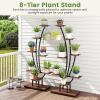 Giantex Plant Stand Indoor with Grow Lights, 8-Tier 62″ Tall Corner Metal Plant Shelf for Multiple Plants, Decorative Curved Flower Display Rack for Living Room, Home, Balcony, Patio (1)(1 Pack)