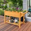 Giantex Planter Raised Bed, Elevated Raised Garden Box with 8 Grids and Side Work Table, Outdoor Wood Plant Container Backyard Patio (48.5″ Lx21 Wx31.5 H)(48.5’’Lx21’’Wx31.5’’H)